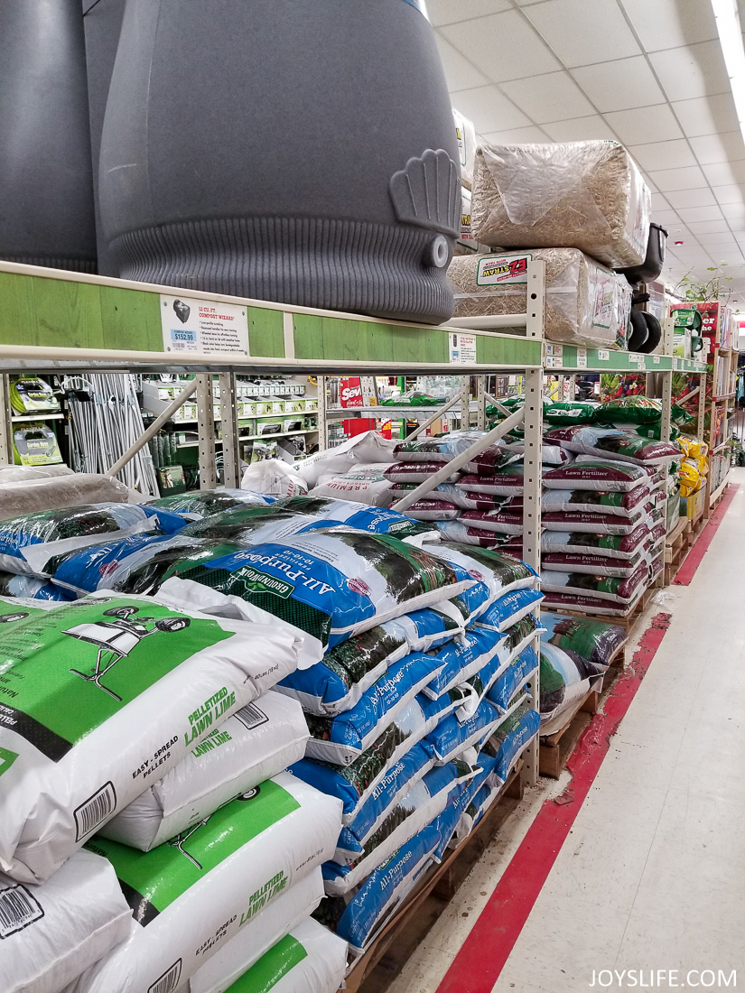 fertilizer and compost bin at tractor supply store