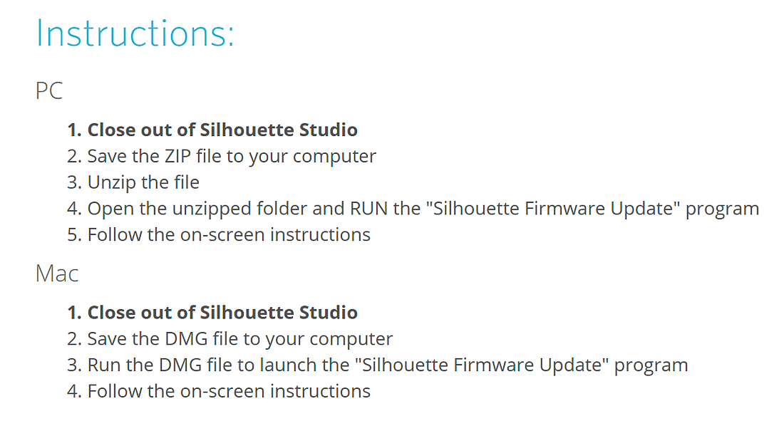 silhouette firmware update site