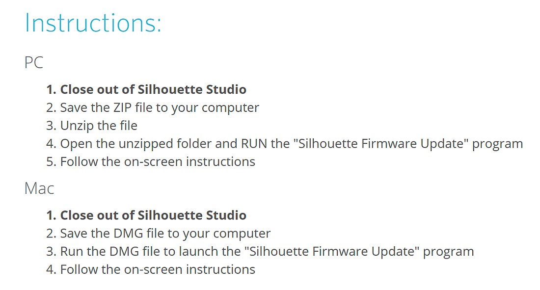 Silhouette America - Firmware Updates