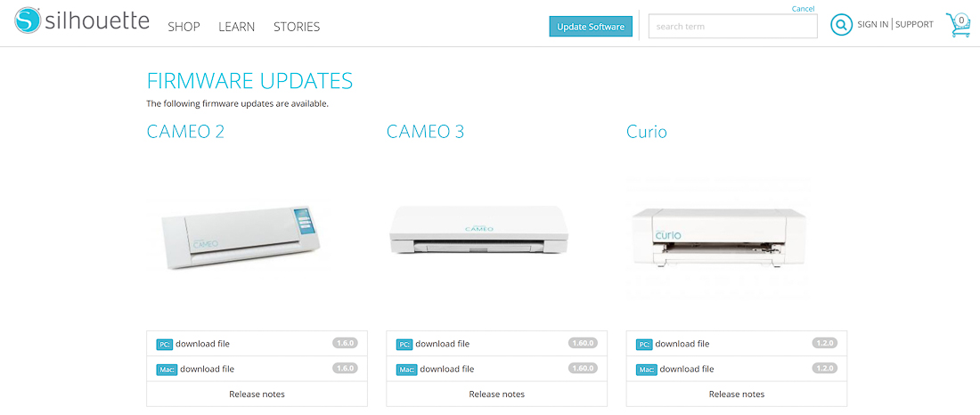 silhouette firmware update site