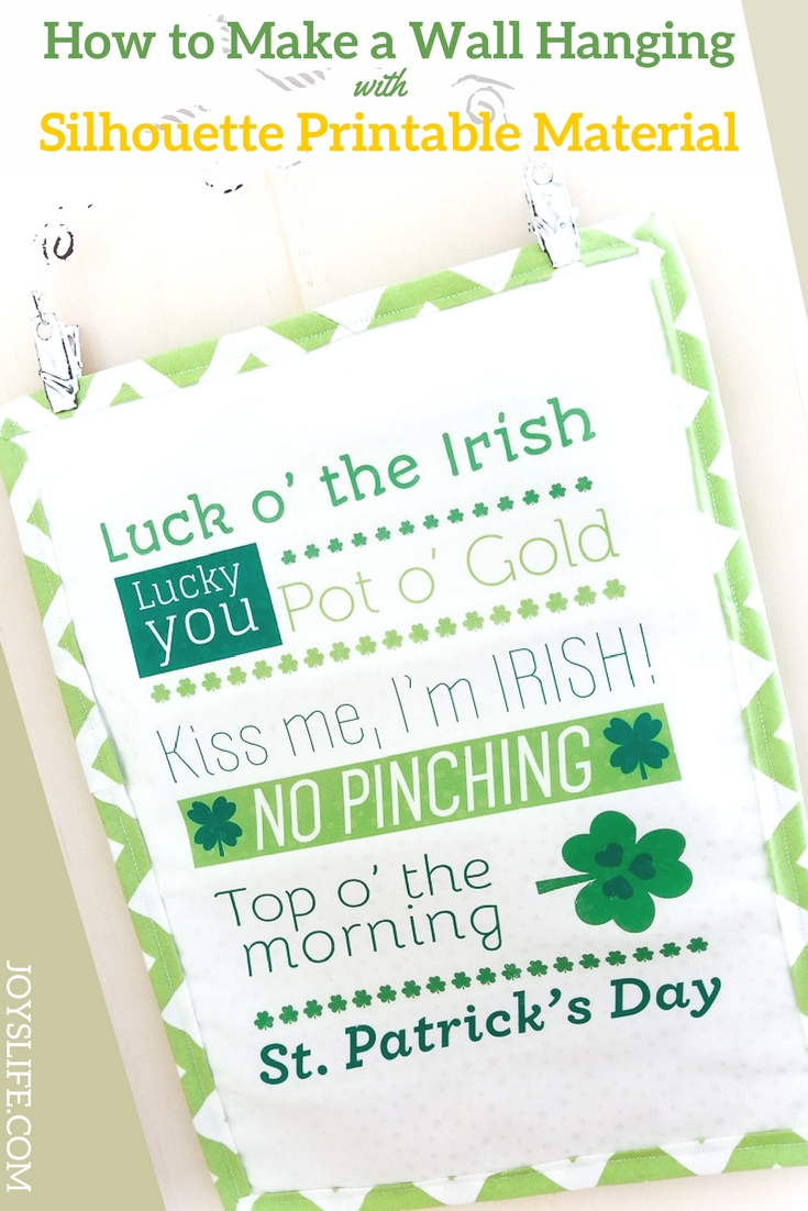 St Patricks Day wall hanging with Silhouette Printable Material