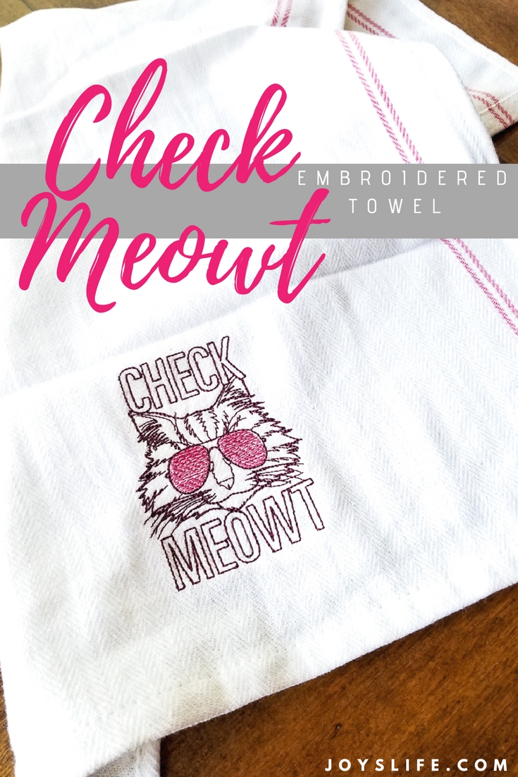 Check Meowt Cat Embroidered Towel