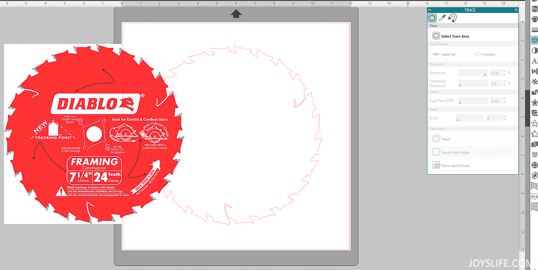 Saw Blade outline with Silhouette Studio Software