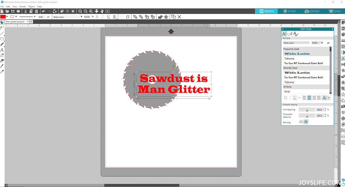 Sawdust is Man Glitter with Silhouette Studio Software