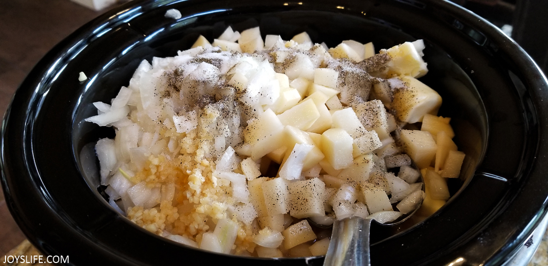 diced potatoes and onions for soup