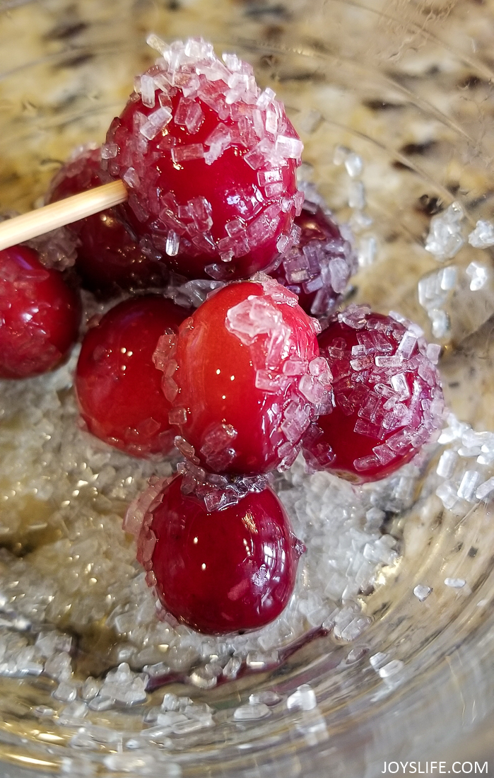 Cranberries coated in sugar crystals