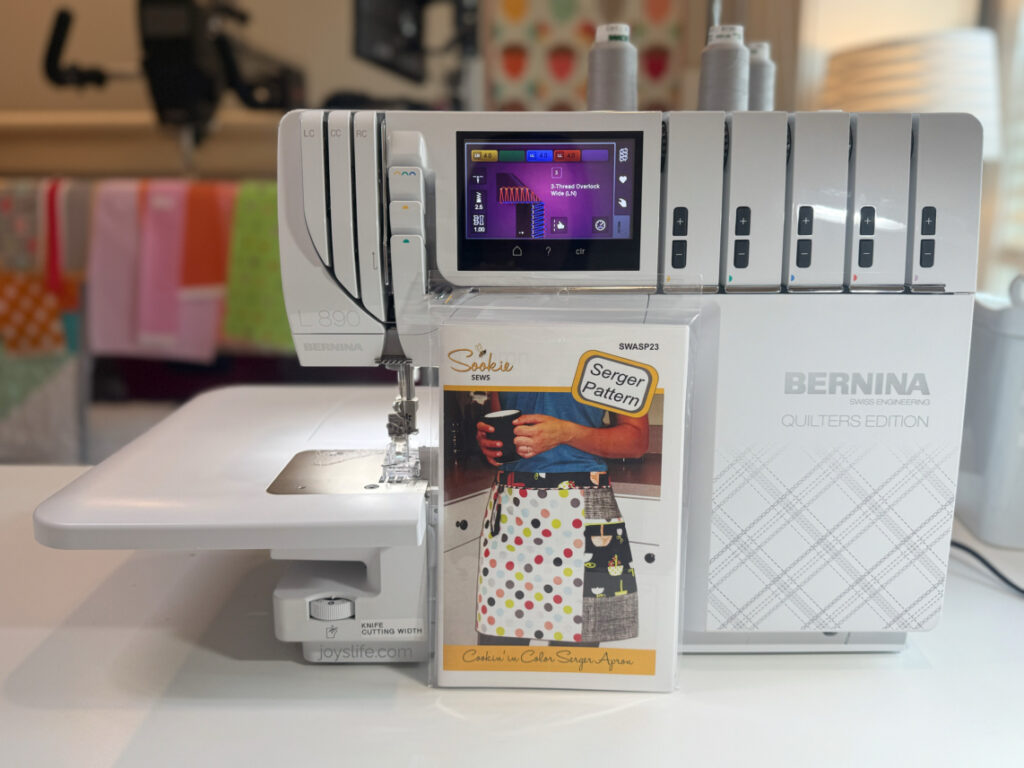 Bernina L890 serger with Sookie Sews Cookin’ in Color Serger Apron pattern – JoysLife.com